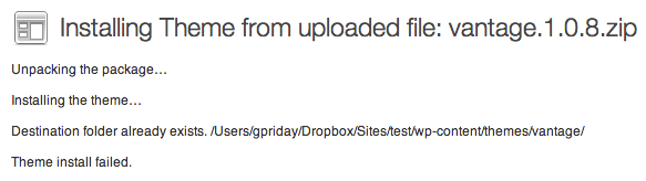 Update error message