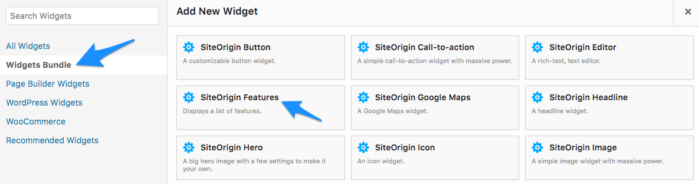 Features Widget Documentation Siteorigin