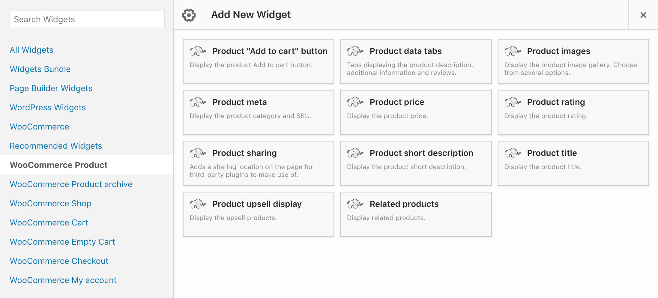 WooCommerce product template widgets