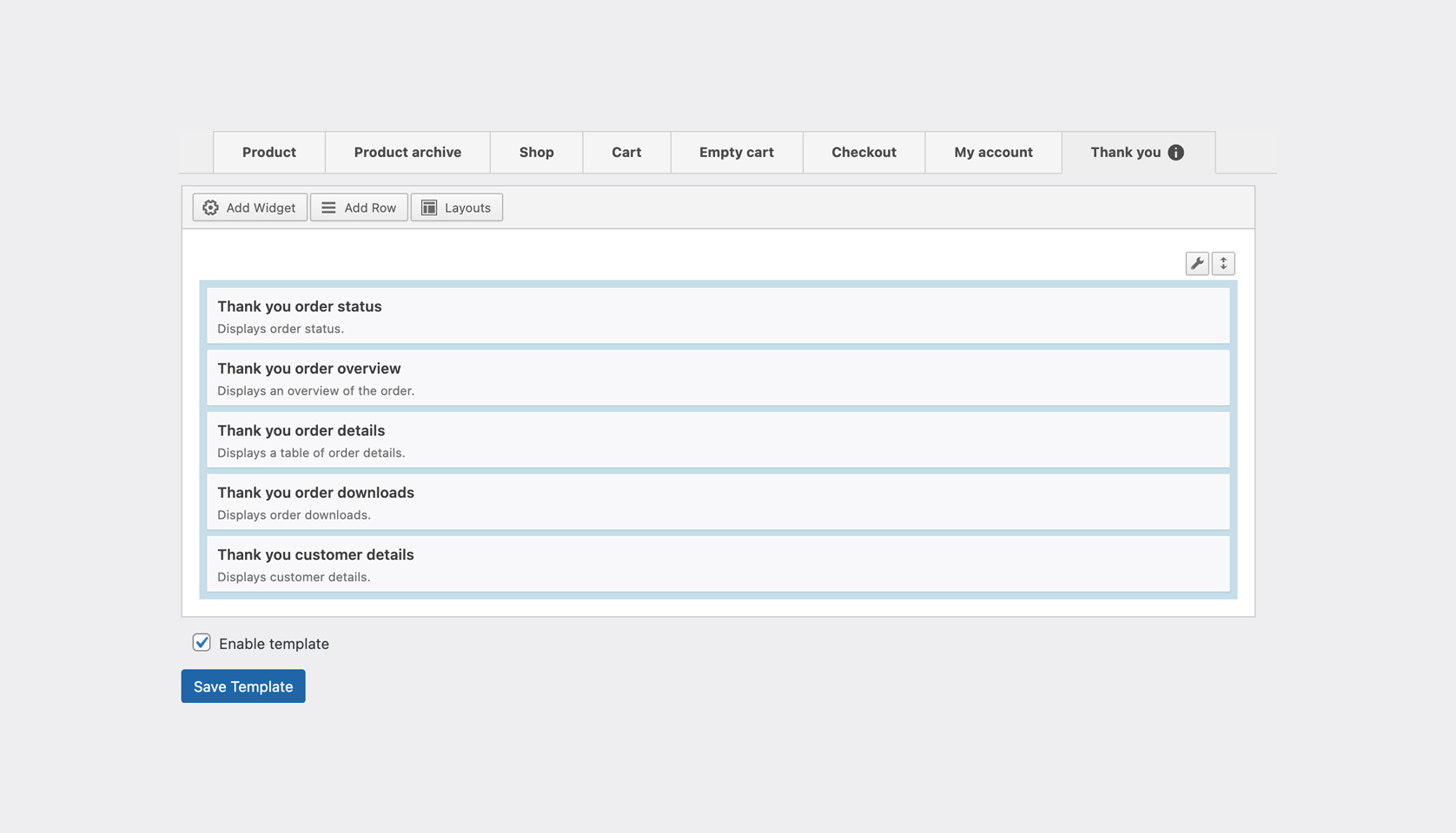 thank you page template woocommerce
