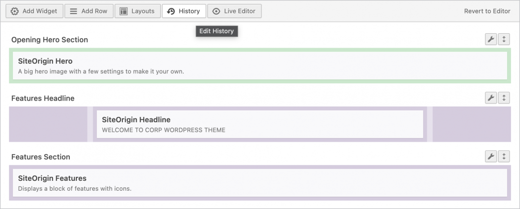 History Button Example History - SiteOrigin