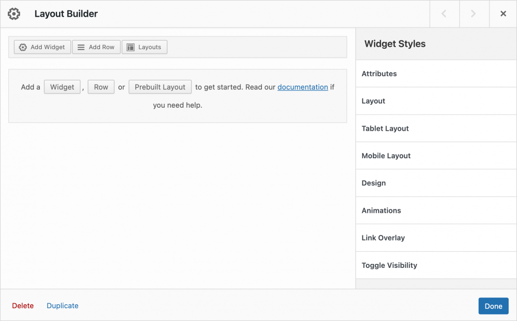 Layout Builder SiteOrigin