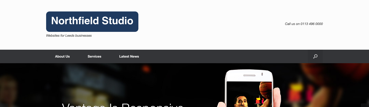 The Vantage default masthead with the logo above the menu