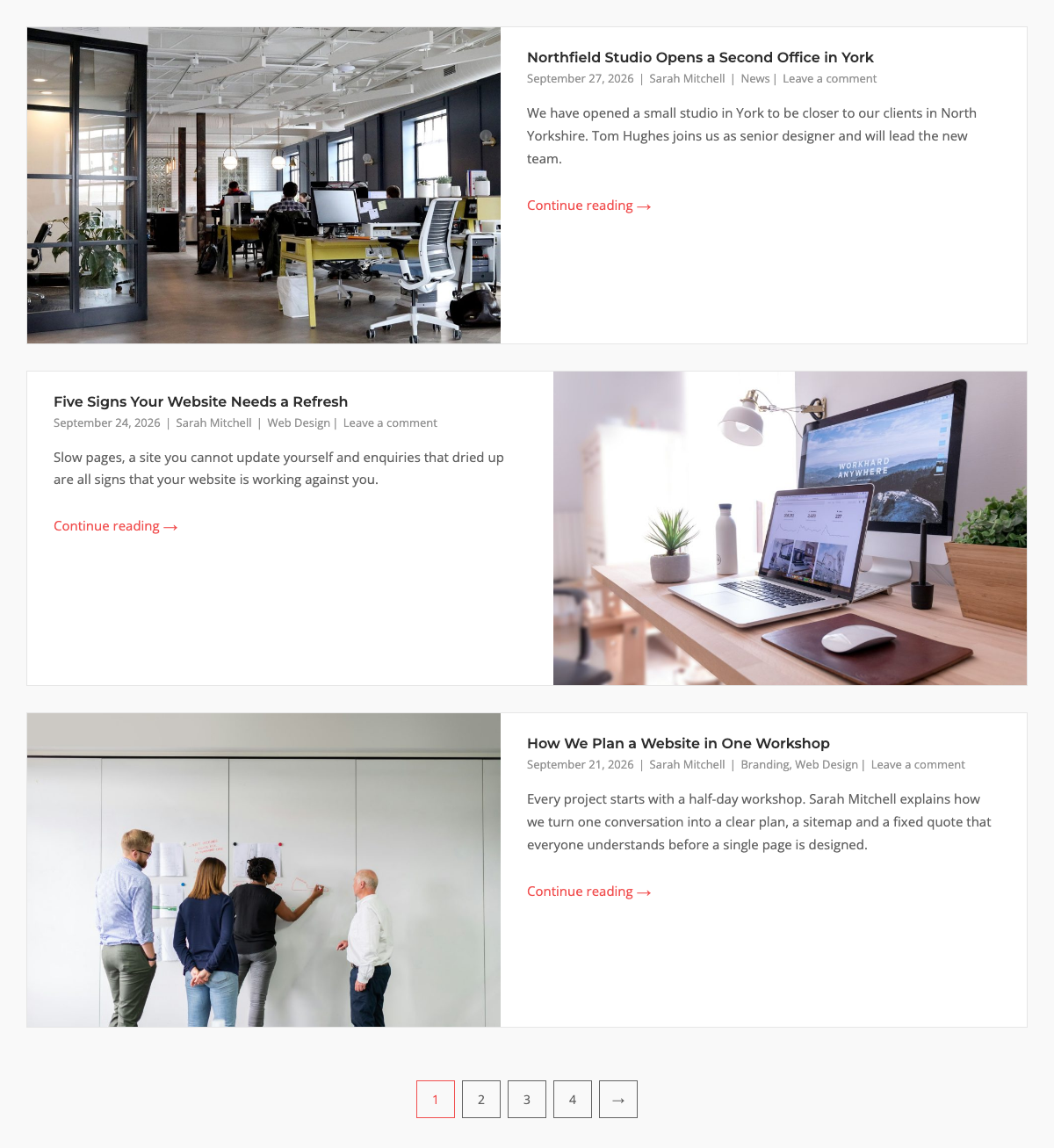 Blog widget Alternate template with images on alternating sides