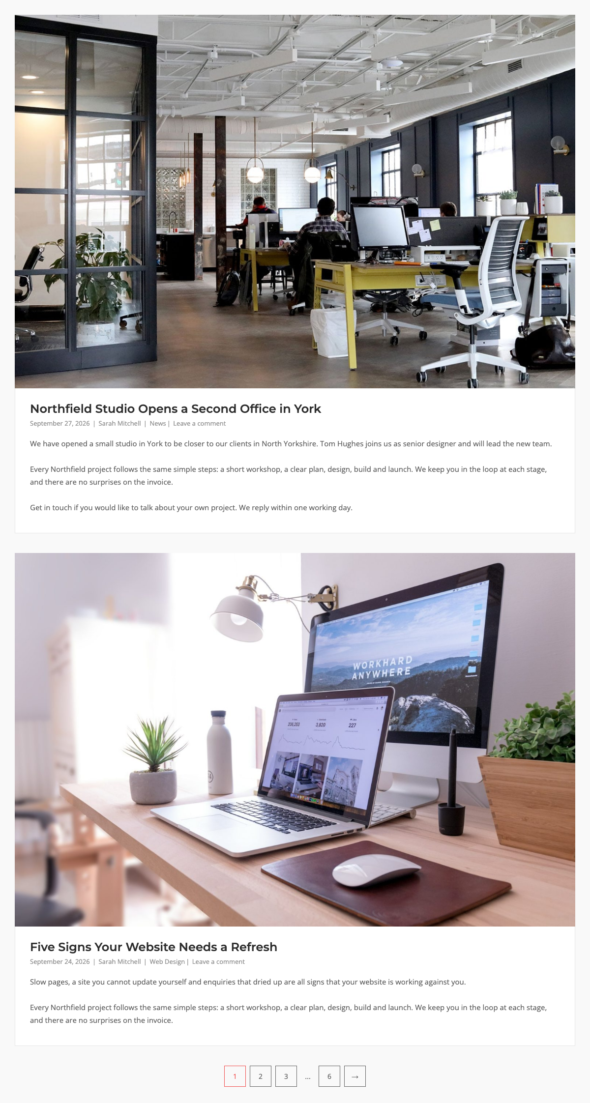 Blog widget Standard template on the front end