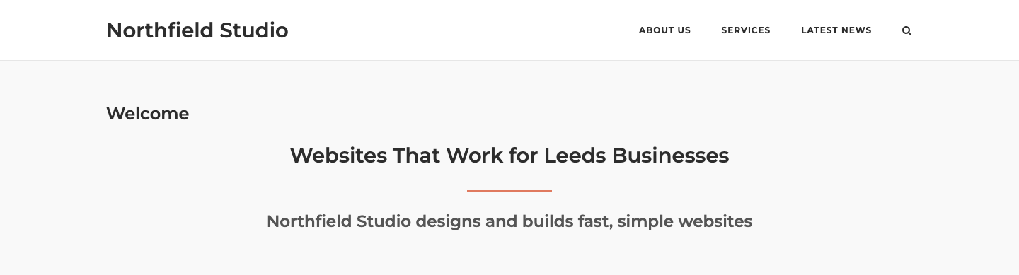 A headline, divider and sub headline on the front end