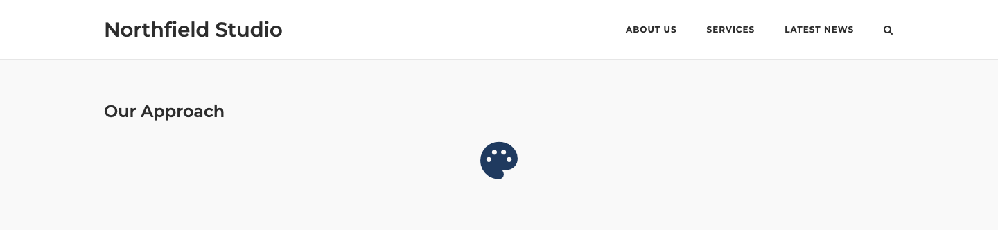A centered icon on the front end