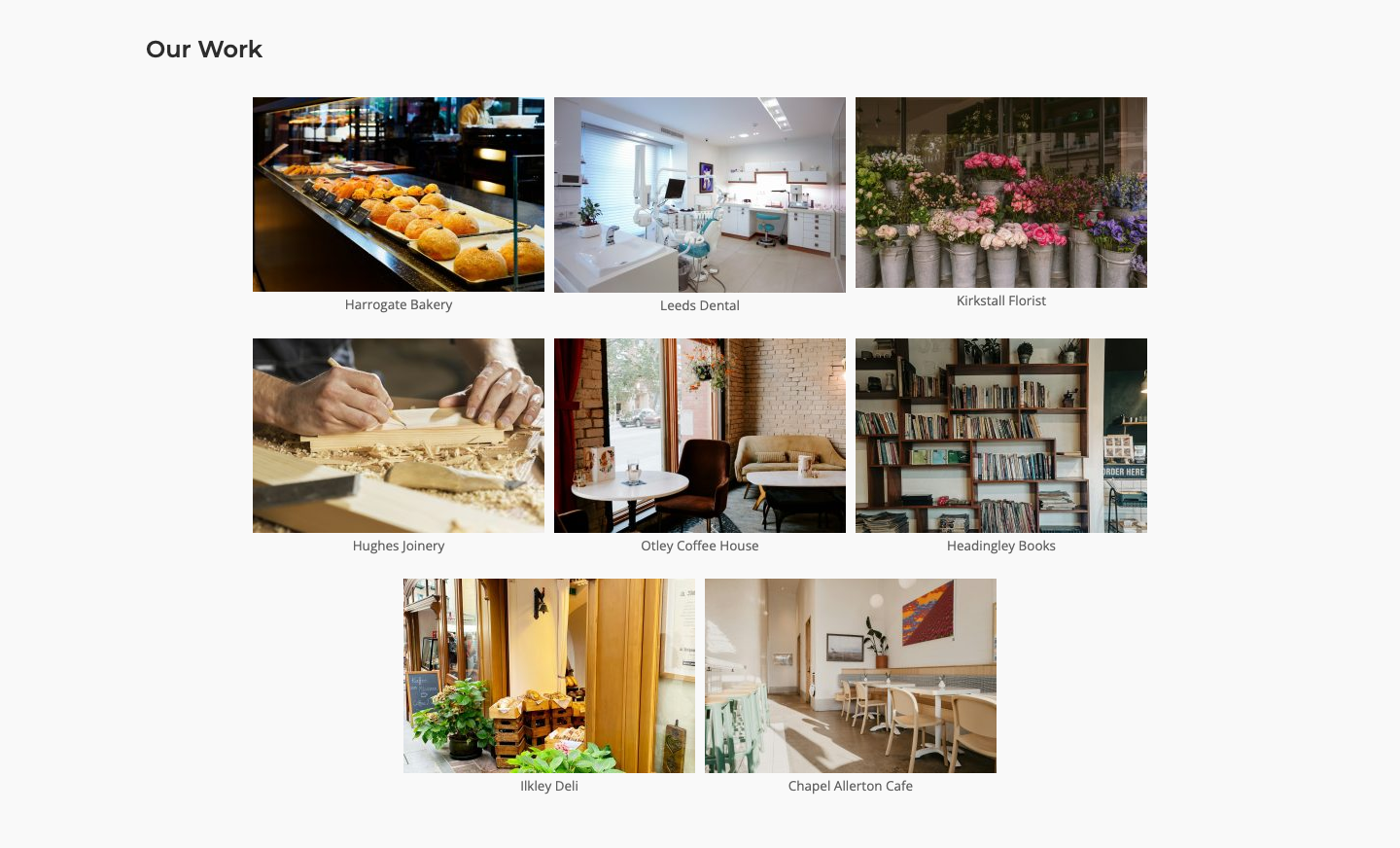 An image grid with titles on the front end