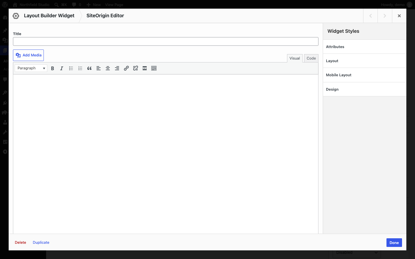 A slide_control shortcode in an Editor widget inside a Layout Slider frame