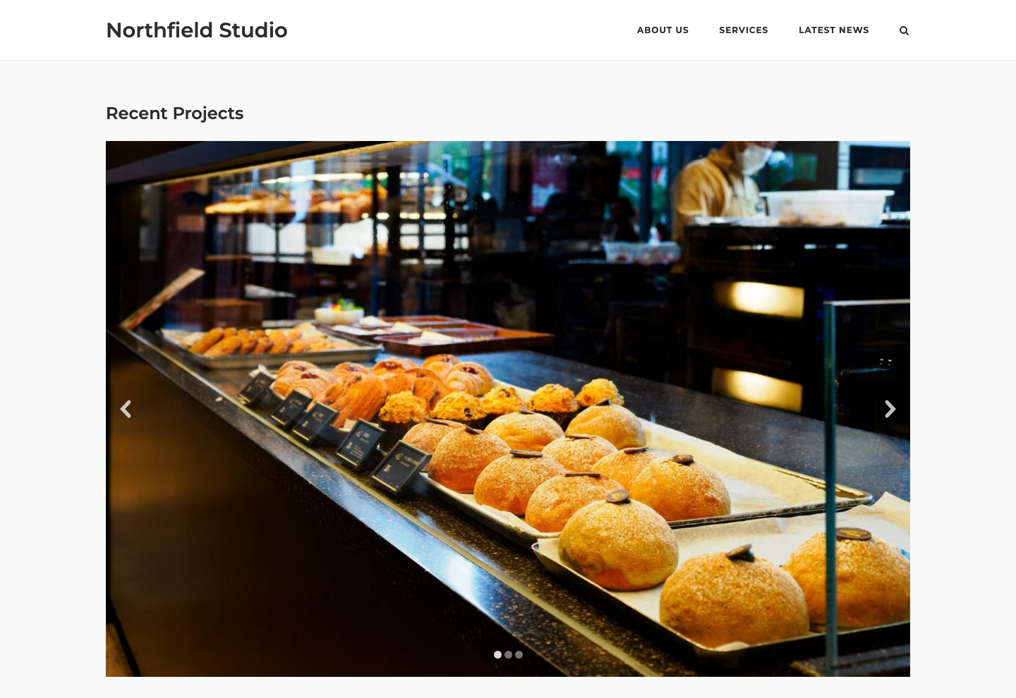 An image slider frame with pagination dots on the front end