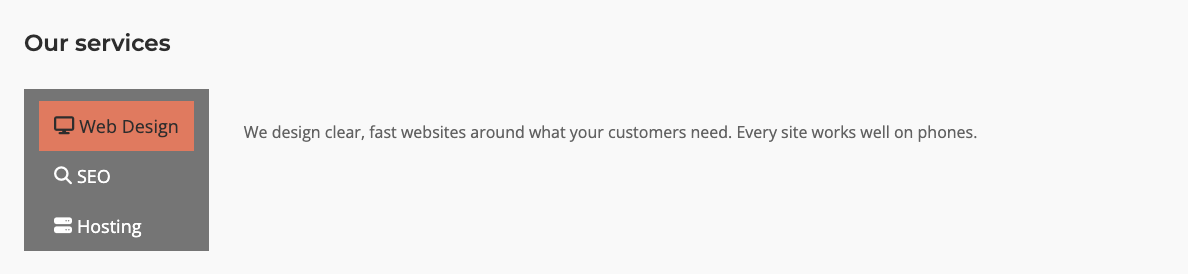 Premium vertical tabs with title icons