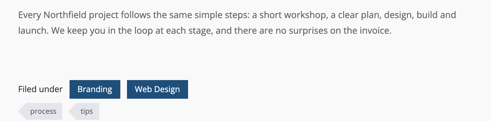 Post categories shown as buttons with a label