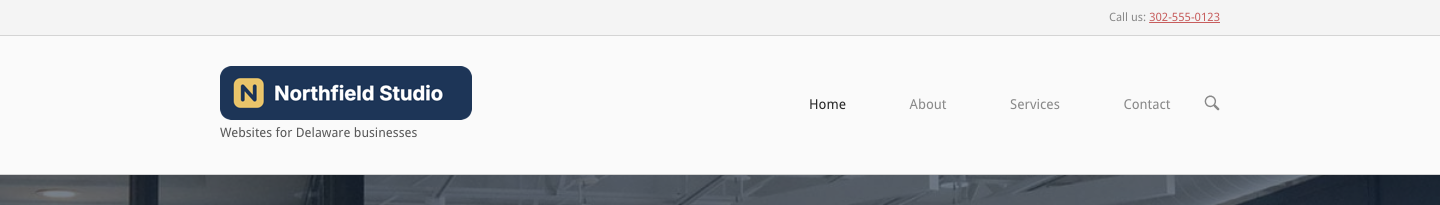 The top bar with a Call us phone link above the header