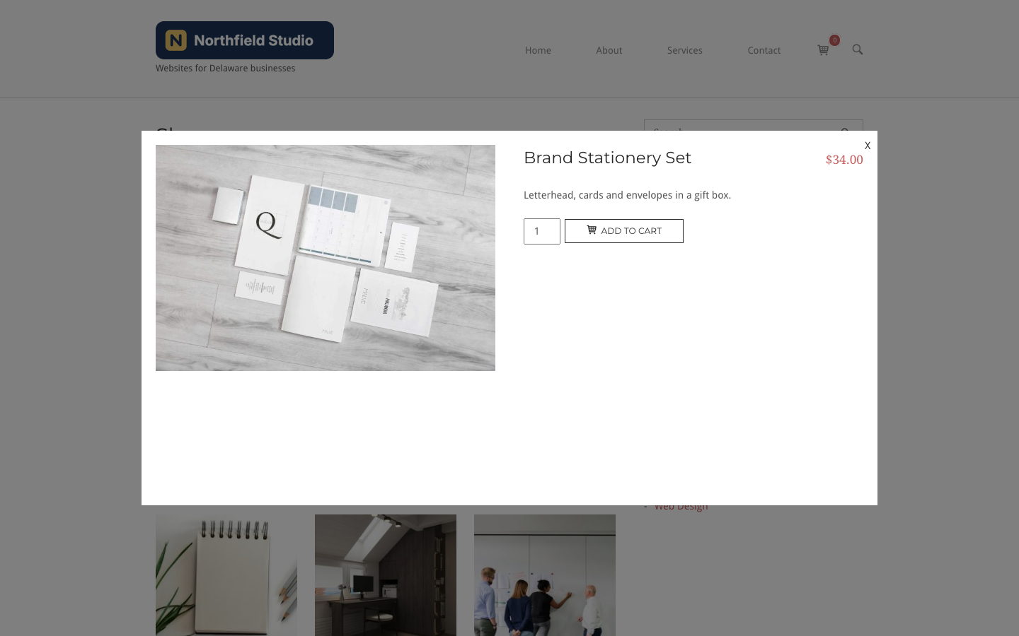 The Quick View window for a product over the shop page