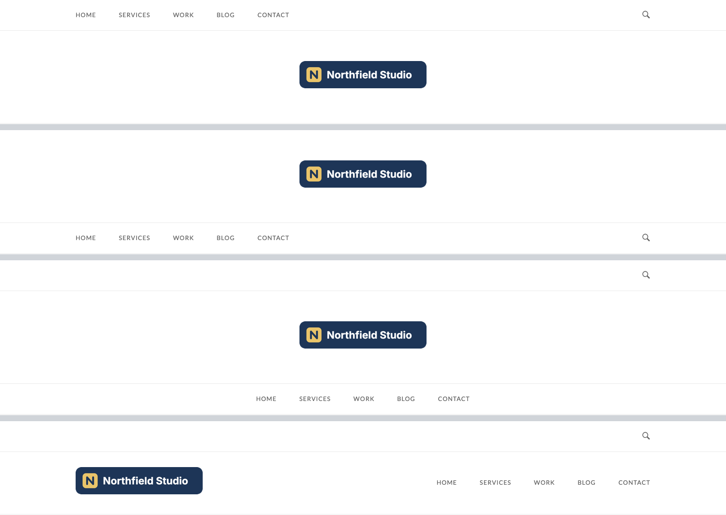The four Unwind header designs stacked