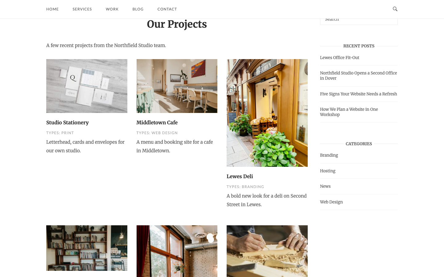 Projects shown in three columns by the portfolio shortcode