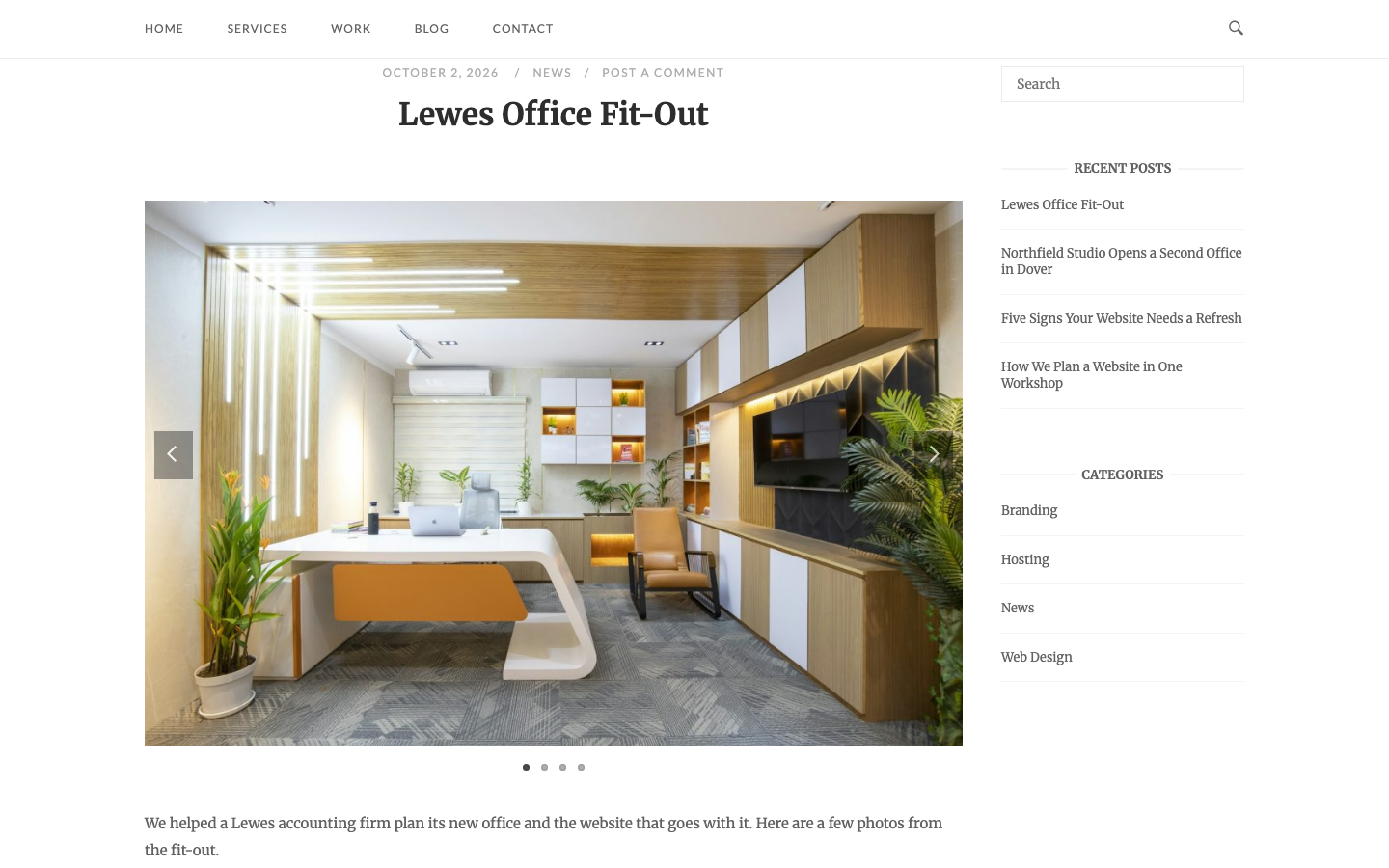 A gallery post with the image slider below the title