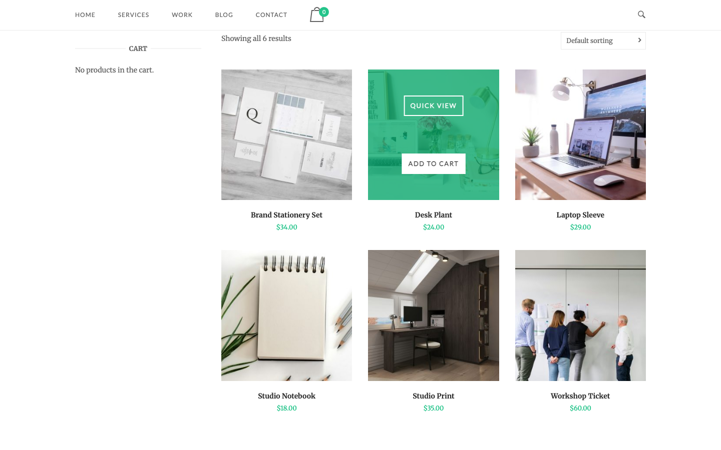 A product in the shop with the Quick View and Add to Cart buttons on hover